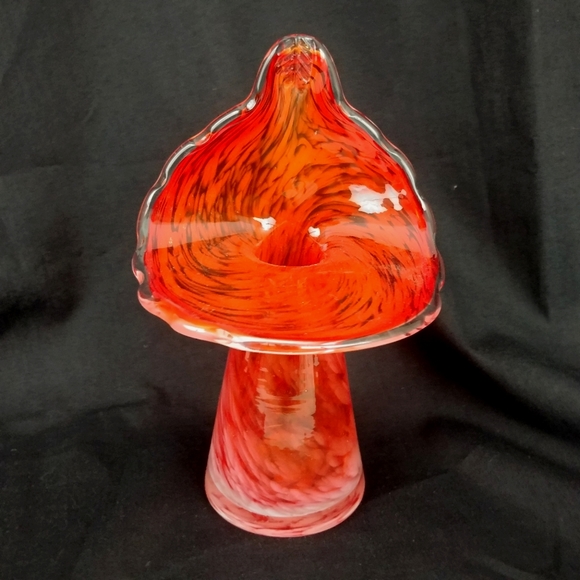 Vintage Jack In the Pulpit Orange Flame Handblown Glass Candle Holder